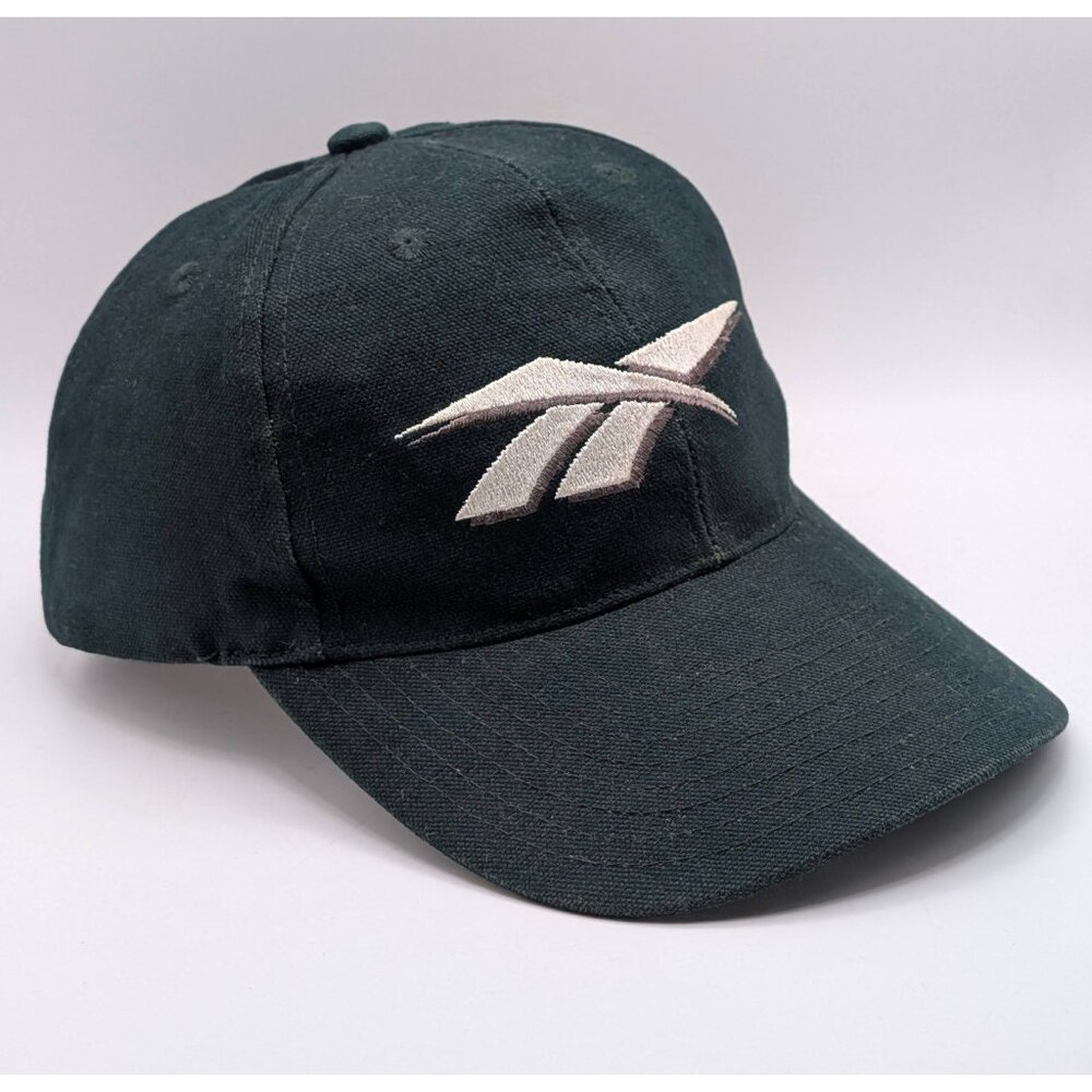 Vintage Reebok BIG Logo Snapback Hat Cap VTG 90s Black Y2K Street Wear Unisex